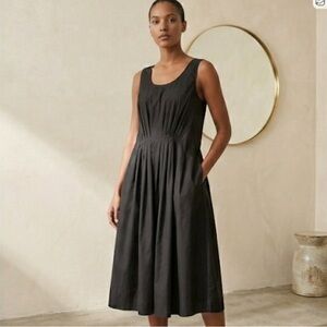 O’2nd New York black sleeveless cotton poplin gathered dress size 4